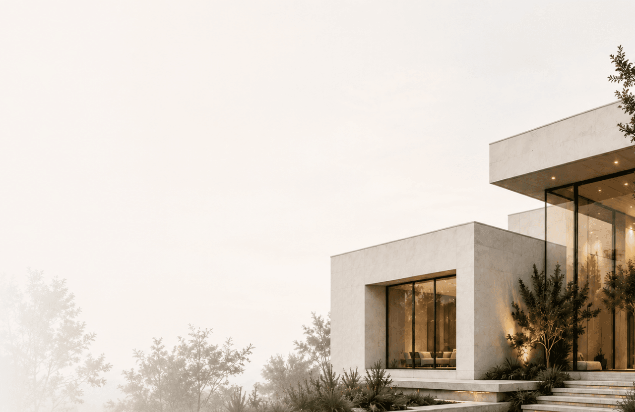 Contemporary architecture at dusk